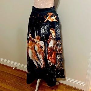 Maxi a-line baroque medieval printed skirt